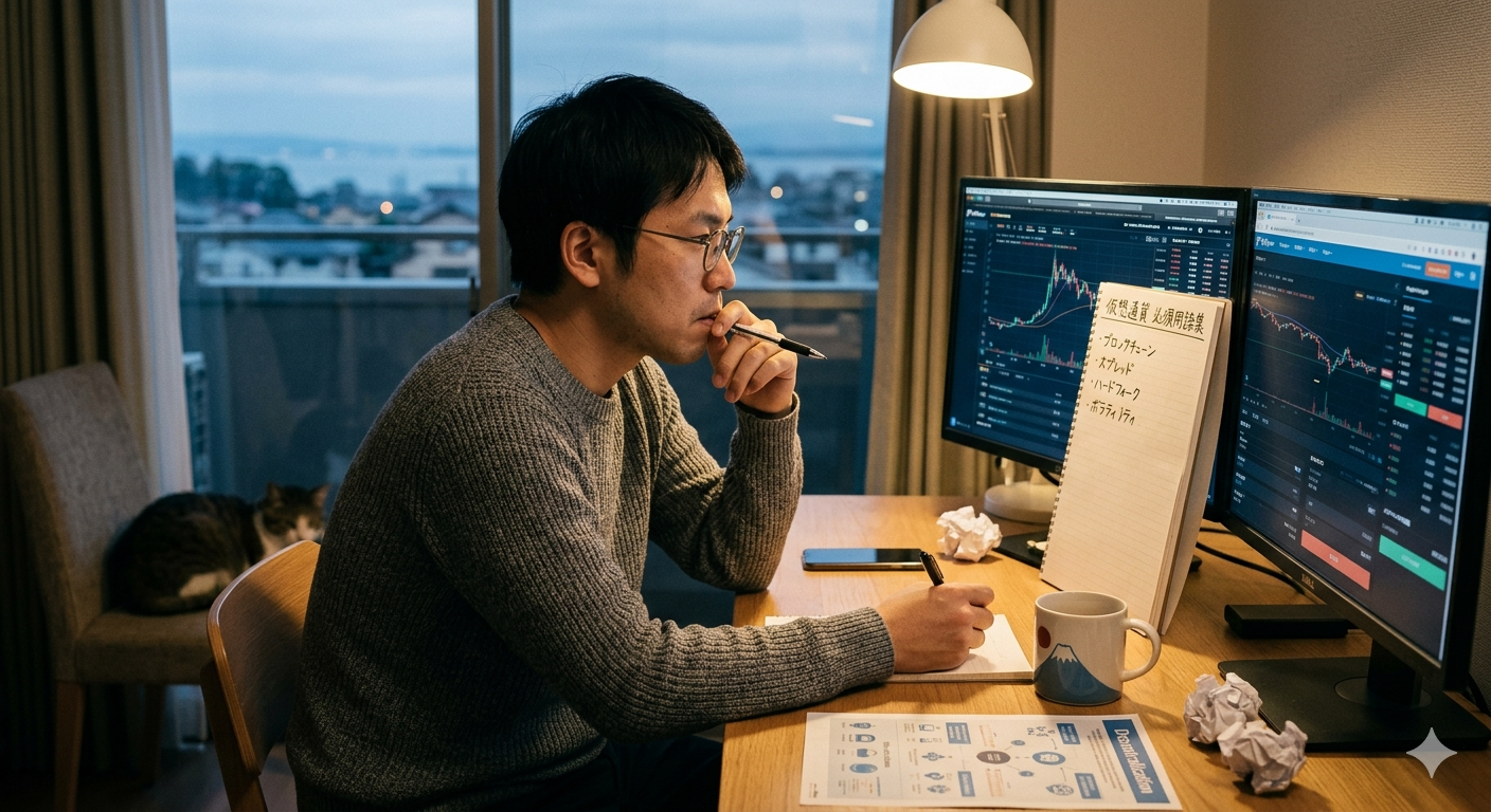 仮想通貨を始めようとして「意味わからん」ってなった人へ。たった4つの用語を知るだけで、情報の見え方が激変します。